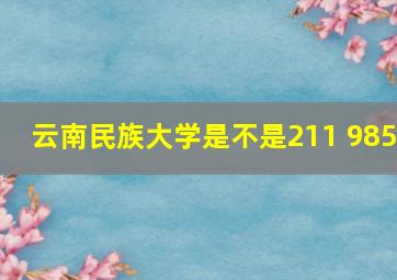 云南民族大学是不是211 985